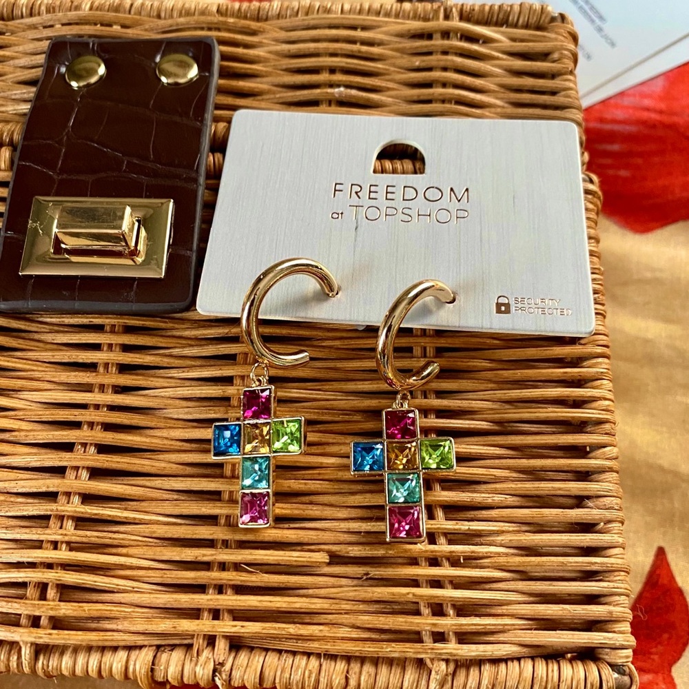 Topshop Cross Drop Earrings - Picture 2 of 4